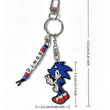 Sonic 1 قطعة/2 قطعة اختياري مجموعة سلسلة مفاتيح سونيك وشادو من المينا، مع قلادة خرزة حرفية، سحر حقيبة بأسلوب زوجي، هدية لمحبي الألعاب - متعدد الألوان - مشاهدة 10