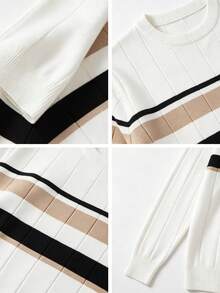 GRDR 1pc Men's Casual Striped Knit Top, Autumn/Winter - Apricot - View 11