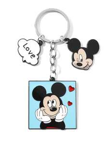Disney 1/2pcs Mickey Minnie Metal Keychain, Heart-Shaped Key Ring Pendant, Suitable For Car Keys, Backpacks And Handbags, Perfect Gift For Couples, Spouses And Friends On Valentine's Day - Multicolor - View 9