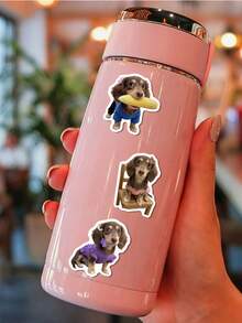 50Pcs Cute Dachshund Cute Stickers,Adorable Puppy In Assorted Outfits,Waterproof Vinyl Stickers For Water Bottle Laptop Phone Kindle Journal Scrapbook - Multicolor - View 6
