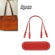 3pcs Synthetic Leather Shoulder Strap + 26cm Bag Bottom - Straight Rivet Design, Suitable For Handmade Crafts And Bag Repair Replacement, Such As Woven Bags, Shoulder Bags And Other Wallet Straps, DIY Wallet Making Optional Random Color Set, Handmade Bag Accessories, Wallet Making Materials - Multicolor - View 14