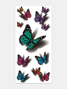 1 Sheet 3D Colorful Butterfly Temporary Tattoo Stickers, Realistic Shadow Multi‑Color Butterflies Fake Tattoos, Dreamy Girly Body Art For Girls Women, Waterproof Shoulder Collarbone Decor - Multicolor - View 4