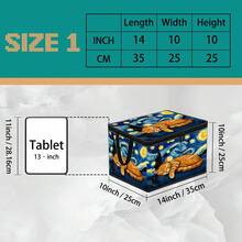 1pc Thick Non-Woven Fabric Art Famous Painting Cat Collection Printed Double Handle Zipper Storage Box Large Capacity Multifunctional Home Storage Basket Suitable For Bedroom Dorm Bathroom Can Be Used As Laundry Bask - Multi-color - View 19