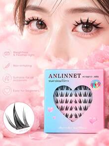 anlinnet 免膠水 60 貼 C 捲度豐盈亮澤假睫毛，自黏式 3 秒快速佩戴，自然迷人，輕盈可重複使用，適合日常妝容 - C - 查看 2