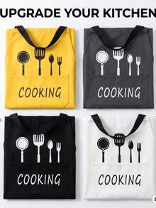1pc Kitchen Apron Set, Unisex Printed Cooking Apron, Adjustable Neck Strap Chef Apron, Suitable For Home Kitchen Cooking, Baking And Grilling, Kitchen Essential, Christmas Gift, Women's Halloween Costume, Home Decor - Multicolor - View 10
