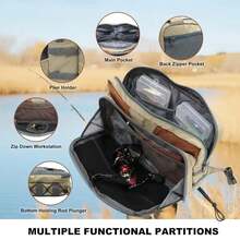 Fishing Chest Pack Adjustable Chest Strap Waterproof Tackle Storage Pouch Zip-Down Workstation Fly Fishing Pack For Men Outdoor - A - View 7