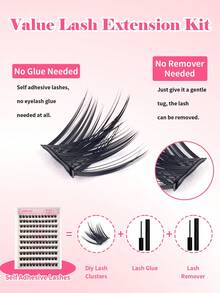 10-Row Reusable Glue-Free Eyelashes - Waterproof Self-Adhesive Design, D-Curl Pointed Cluster Lashes (10-16mm), Ideal Gift For Women And Girls. No Extra Eyelash Glue Needed! Built-In Pre-Coated Adhesive Strip, Just Gently Press To Complete Application In Seconds. - D - View 3