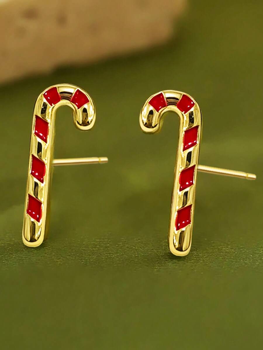 1 Pair Beautiful Stud Earrings Women Wedding Engagement Party Jewelry Christmas Gift - Yellow Gold - View 1