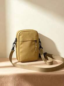 Tas Selempang Kecil Pria, Tas Bahu Kasual Nilon, Tas Kurir Mini Ringan untuk Kerja Sehari-hari, Perjalanan, dan Aktivitas Luar Ruangan - Khaki - View 1