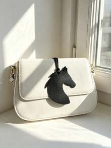 1pc Solid Color PU Fashion Minimalist Versatile Cute Interesting Animal Horse Head Shaped Keychain Car Pendant Backpack Shoulder Bag Crossbody Bag Handbag Tote Bag Underarm Bag Other Storage Bag Charm Waistband Pendant Can Be Used For Luggage Anti-Lost Tag Identification Label Suitable For Couples Students School Men Women Work Commute Daily Date Holiday Outing Travel Business Trip Suitable For Best Friend Boyfriend Girlfriend Mom Small Gift Birthday Gift - View 4