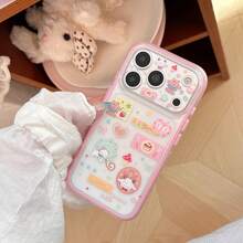 GUCADI Rose Pink, Sweet And Cute Cartoon Lamb Pattern Phone Case, Suitable For Apple 18 Pro Max, 17, With Pink Border, 16 Model Is Soft Shell, 15 Model Is Matte Texture, Design Is Cute, Sweet, Girly, Creative, Geometric Pattern, Cartoon Style, Niche - Rose Pink - View 11