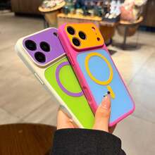 Cute Color Block Magnetic Phone Case, Compatible With IPhone 17 Pro Max / 17 Air / 17 Pro / 17 / 13 / 14 / 15 / 16 / Pro Max / 14 Plus / 15 Plus / 16 Plus, MagSafe Large Lens Protective Case, Birthday Gift - Mint Green - View 6