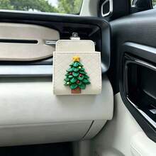 Christmas Car Air Vent Storage Bag, Rhombus Leather Car Air Conditioner Vent Storage Box, Phone & Miscellaneous Items Organizer, Snowman, Santa Claus, Reindeer Car Interior Storage Box - Christmas - View 6