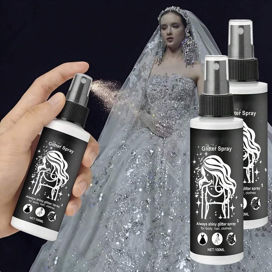Spray de Brillo para Vestidos de Fiesta,Spray brillante con glitter, Spray de Glitter- Niebla Brillante Ultra Fina - Impulsa el Brillo de Tu Atuendo para Vestidos, Vestidos de Noche, Looks de Fiesta - Brillo a Punto para Fotos -perfecto para Halloween, Navidad y ocasiones especiales - Ver 1