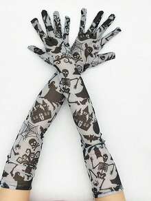 1 Pair Long Lace Gloves European & American Style Party Costume Accessory Halloween Sleeve Gloves - A - View 12