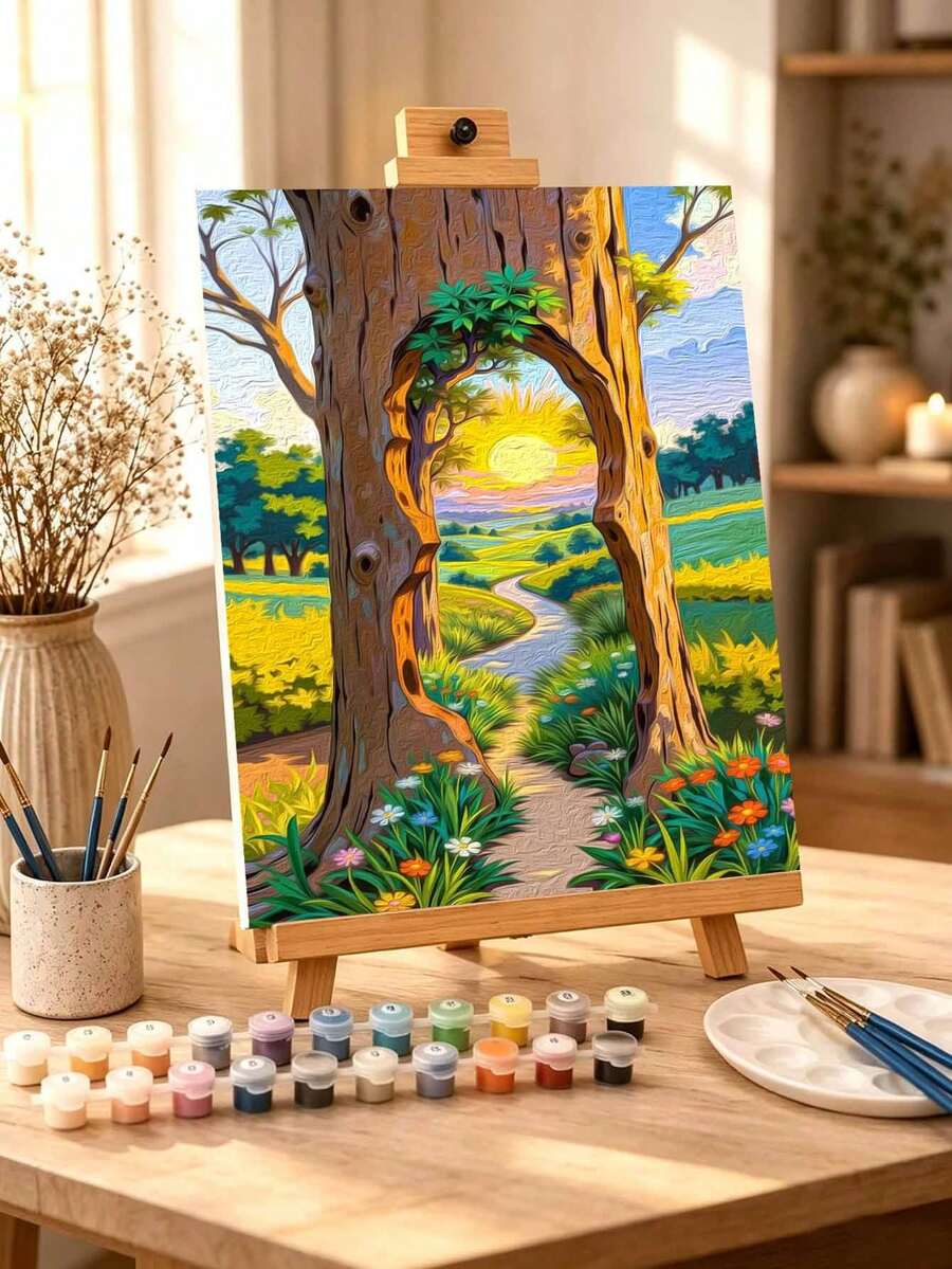 DIY Magical Tree Portal Scenic Landscape (Frameless Or Framed 8x12 / 16x20 Inches) Paint By Numbers Kit(Acrylic) Arts & Crafts For Adult Beginners, Relaxing Home Wall Decor, And Creative Holiday Gifts - Sets - View 1
