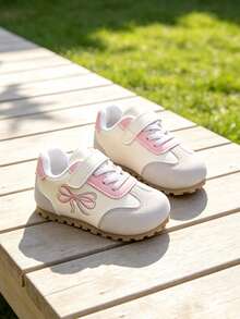 Girls' Colorblock Embroidered Bow Casual Sneakers - Pink - View 3