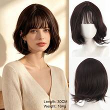 12 Inch Black Straight Bob Wig With Bangs, Elegant Short Hair, Suitable For Holiday Party And Date Styling - Multicolor - View 11
