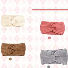 4pcs/Set Knitted Cross Yarn Headband, Women's Ear And Forehead Protector, High Elasticity Wide Hairband, Warm Hair Accessory For Autumn/Winter Travel And Daily Commute - Multicolor - View 3