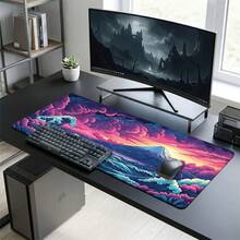 Volcano Wave Cloud Pattern Gaming Mouse Pad, Non-Slip Rubber Desk Mat, Smooth Sliding Surface, Suitable For PC Laptop Office Home, Natural Abstract Art Decor, Back To School Supplies - A - View 9
