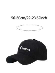 12 Zodiac Signs Corduroy Baseball Cap, Adjustable Unisex Casual Hat, Perfect For Festival, Party, Daily Wear, Unisex Fashion Accessory Gift - Black - View 2