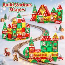 38PCS Christmas Train Magnetic Building Blocks Set, Christmas Magnetic Board Car STEM Educational Magnetic Construction Toy, Santa Claus & Christmas Pattern Magnetic Blocks, Suitable For Children Aged 3+ Boys & Girls Holiday Christmas Gift - Color - View 3