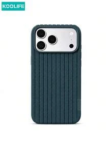 1pc Lake Green Ribbed Texture Phone Case, Fashion Minimalist Ins Style Aesthetic Niche Natural Design, Anti-Slip Grip Shockproof Soft TPU Protective Cover, Compatible With IPhone 18 Pro Max/18 Pro/17/17 Pro/17 Pro Max/16 Pro/16 Pro Max - Lake Green - View 2