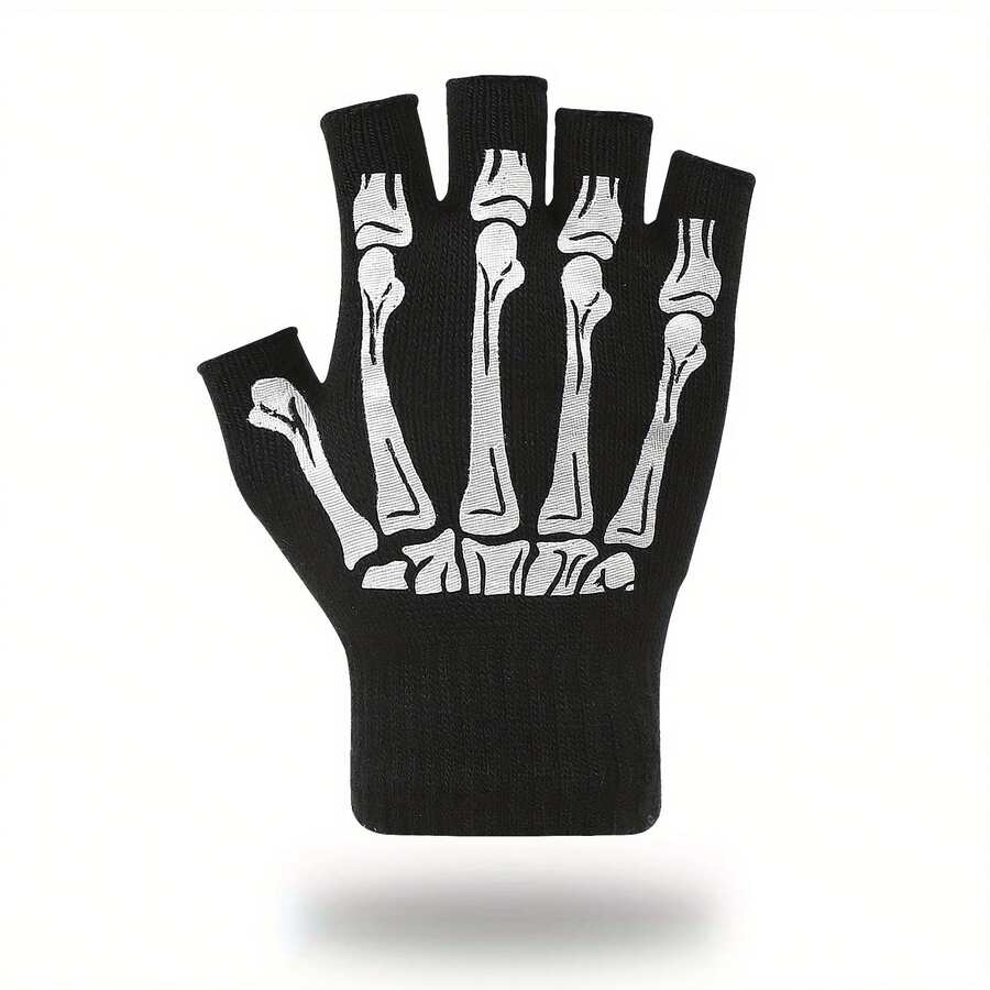 Men Fingerless Gloves - White - View 1