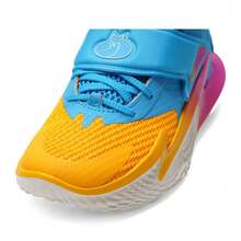 Under Armour Unisex Gradient Velcro Basketball Shoes, Shock-Absorbing, Anti-Torsion, Non-Slip Indoor Court Performance Sneakers - Blue/Orange/Pink - View 8