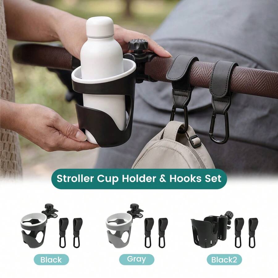 1pc Universal Cup Holder, Tool-Free Quick Installation, 360° Rotating, Stroller/Bicycle/Wheelchair Beverage Cup Holder - Multicolor - View 1