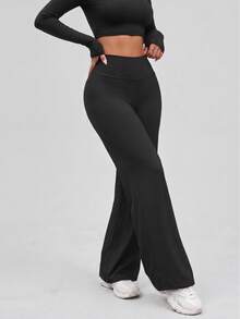 Women's High Waist Flared Leggings With Bodycon Fit, Perfect For Casual And Active Wear - Black - View 5