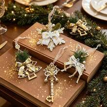 Best Selling Christmas Tree Hanging Ornaments White Gold Vintage Style Plastic Hanging Decor Snowflake Deer Christmas Tree Decoration - Multicolor - View 3