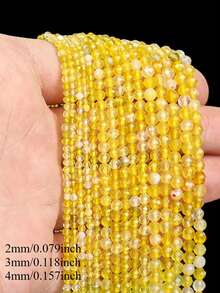 خيط واحد من خرز الحجر الطبيعي 2/3/4 ملم عقيق أصفر مقطع خرز فاصل فضفاض لصنع المجوهرات DIY أساور وإكسسوارات الأقراط - أصفر - مشاهدة 1