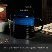1pc Vintage Kiln-Fired Gradient Mug, Creative Gradient Tea Cup Suitable For Home, Workplace And Cafe, Dishwasher, Oven And Microwave - Multicolor - View 17