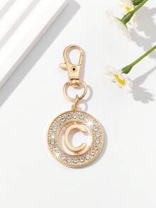 1pc Fashionable European & American Hollow Letter Shape Keychain Pendant, Exquisite Luxurious Women's Car Key Bag Charm Accessory, Suitable For Daily Wear And Holiday Gifts - Gold - View 14