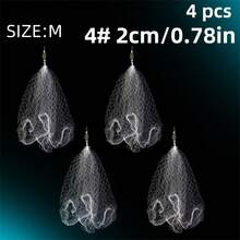4pcs/Set Fishing Net Trap, Explosive Hook Net, Sea Fish Net, Eye-Catching Beads, Carbon Steel Bait Cage, Shallow Water Cast Gill Net Fishing Trap, Trap Net, Fishing Accessories For Fishermen - White - View 4