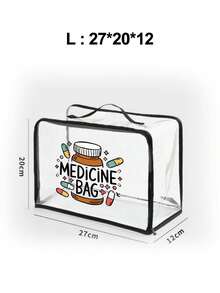 Transparent PVC Medicine Bag, Portable Handle First Aid Storage Organizer, Clear Visible Design For Quick Access, Lightweight Waterproof Medication Pouch For Home Use, Travel Luggage, Camping, Dorm, Ideal For Families, Students, Outdoor Enthusiasts - Multicolor - View 12