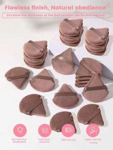 24pcs 15pcs 8pcs/5pcs Triangle Sponge Puff For Loose Powder Setting Makeup Face Soft Triangle Puff Suitable For Loose Powder Body Fan Velvet Makeup Sponge Foundation Blending Sponge Set Beauty Makeup Tools - Brown - View 3