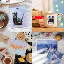 A4 Size Holographic Laminating Paper, 20 Sheets Transparent Self-Adhesive Waterproof Vinyl Material With Starry Sky Rainbow Gem Dot Pattern, Suitable For DIY Crafts, Scrapbooking And Card Making (Random Assortment) - Laminated Paper - View 7