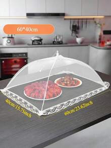 1pc White Foldable Anti-Insect/Anti-Mosquito Food Cover - Detachable Washable Mesh Vegetable Tabletop Cover, Suitable For Camping/Restaurant - Multicolor - View 5