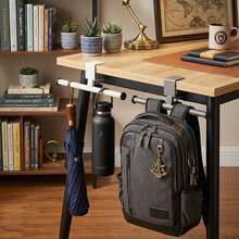 Clip‑On Adjustable Hanging Rod, No‑Drill Desktop Side Hanger, Multi‑Functional Storage Rack For Home, Office, Dorm, Kitchen And Bathroom, Space‑Saving Organizer For Clothes, Towels, Bags, Hats And Scarves - View 5