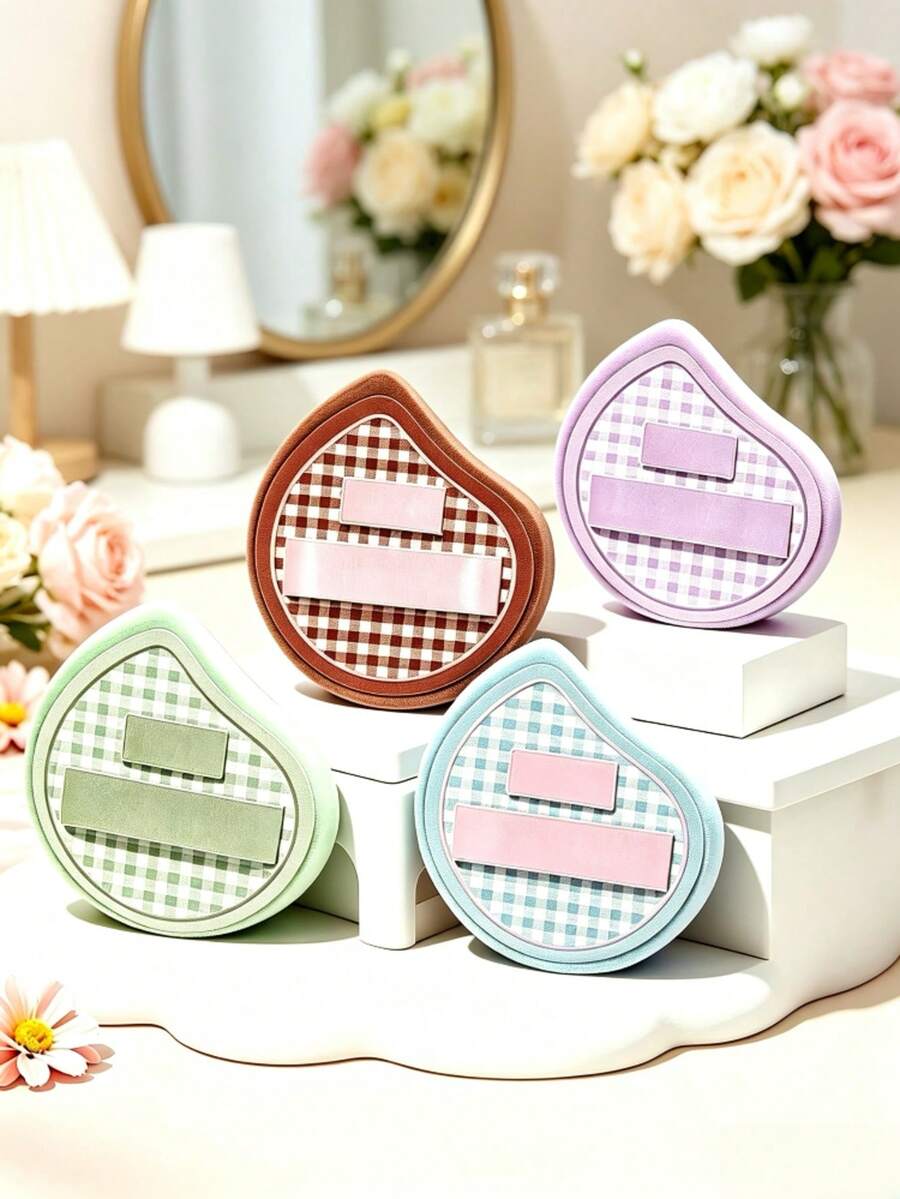 2/6/8/10 Pcs Candy‑Style Plaid Makeup Puffs Set, Individually Wrapped Portable Soft Powder Puff, Wet & Dry Dual‑Use, Pastel Color Cosmetic Sponge For Foundation Concealer Travel Makeup Tool,Gift, Affordable Nice Items, Room Decor, Christmas Gifts - Multicolor - View 1