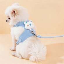 1pc Pet Cat And Puppy Harness Leash Set, Suitable For Kitten And Puppy Leash, Outdoor Cat And Puppy Leash, Comfortable And Breathable (Pink Rabbit & Blue Panda) - Multicolor - View 6