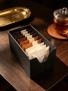 1/2 st nordisk teepåseförvaringsbox med utskuren TEE-logotyp, flerfacksorganisatör, platsbesparande förvaringsbehållare för bänkskiva för teepåsar och kaffepinnar till hem och kontor, presentalternativ - Svart - Visa 9