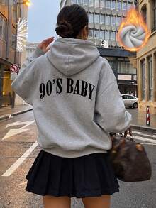 Autumn/Winter New Women's Hooded Fleece Sweatshirt, Simple Fashion Letter Print, Versatile Street Casual Style, Suitable For Women - Dark Gray - View 3