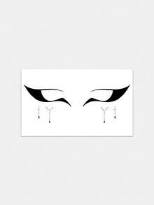 1pc Temporary Tattoo Sticker, Cool Black Eye Makeup Teardrop Pattern, Realistic Fake Tattoo Design, For Daily Wear, Bachelorette Party Favors, Music Festival, Game, Graduation Gift, Lasts 3‑5 Days - Black - View 3