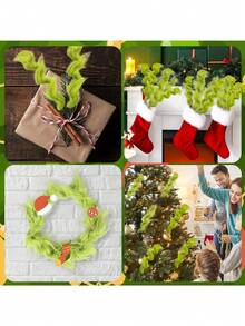 12/6/1pc Lime Green Plush Christmas Tree Decor Sprays, Tree Top Sequin Curly Berry Hanging Ornaments, Lime Green Artificial Christmas Candy Sprays, Suitable For Christmas Tree, Wreath Craft, Room Decoration And Home Decor - Green - View 6