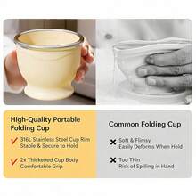 Portable Foldable Silicone Straw Cup With Lanyard, Compact Travel Water Cup With Built-In Straw, Space-Saving Design For Outdoor Use - Multicolor - View 5