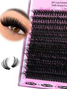 YIDUO 200D Mega Volume Lash Clusters D Curl Fluffy Wispy DIY Lash Extension Mixed Length 14‑20mm Soft Thin Band Individual Cluster Lashes Reusable Dramatic Look For Halloween Party Wedding Daily Eye Makeup For Beginner - D - View 1