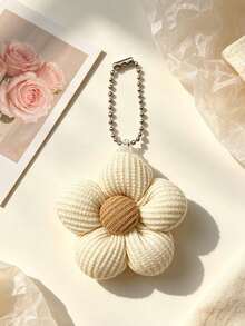 1pc Makeup Bag DIY Pendant, Fashion Flower Keychain Charm, Handmade DIY Flower Pendant, Five Petal Design, DIY Jewelry Charm Suitable For Makeup Bag, Keychain, Pencil Case, Etc. - Multicolor - View 3